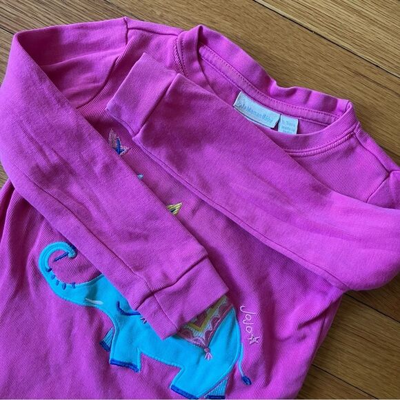 Jojo Maman Bebe Pink Stripes Appliqué Elephant Animal Cotton Pajamas 2-3 - Picture 5 of 6